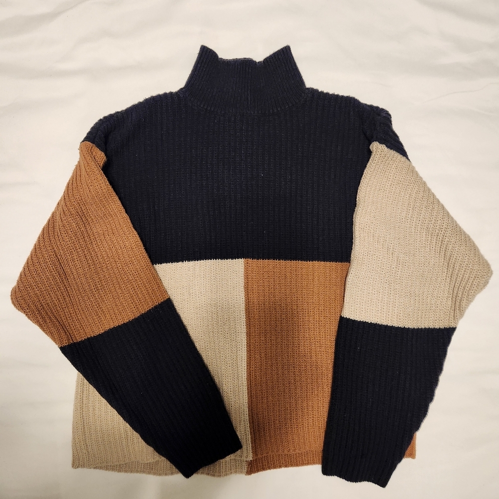 bp colorblock turtleneck sweater size XS
